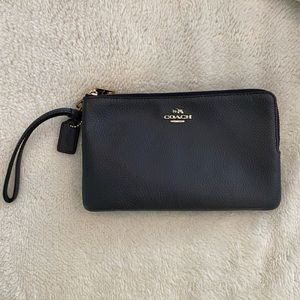 Coach double zip wallet. Midnight color.
